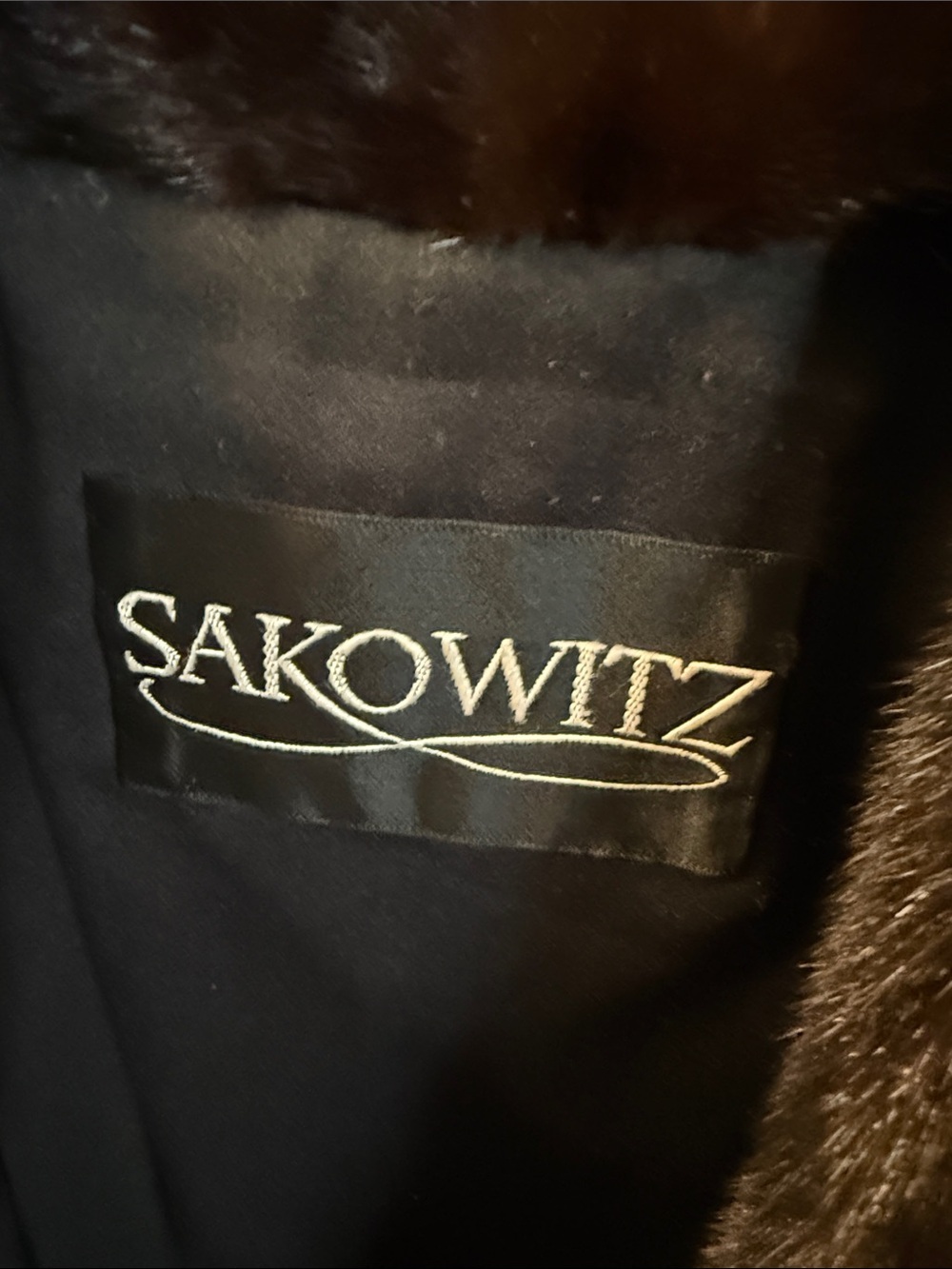 Vintage Sakowitz Dark Ranch Mink Fur Coat Midi Shawl Collar Genuine Mink - Picture 3 of 8